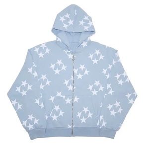 Powder Blue Oversized Star Print Zip Up Hoodie
#star #hoodie #zip #trend